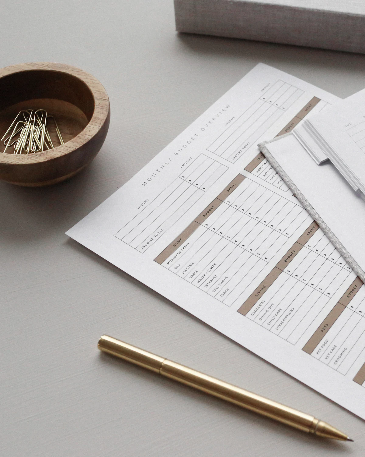 Planner with document checklists and budget sheets